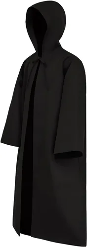 Vista 2 de Cosplaysky Kids Cosplay Robe Hooded Cloak Knight Costume Halloween Costume Negro