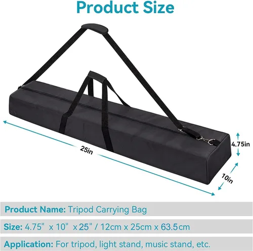 Vista 2 de Bolsa de transporte para trípode, funda de transporte de 25 pulgadas de largo para soportes de altavoces, soporte de luz/iluminación, postes