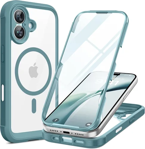 Vista 29 de Miracase - Funda magnética para iPhone 13 Pro Max de 6.7 pulgadas (compatible con MagSafe), transparente, completo, protector de pantalla de vidrio