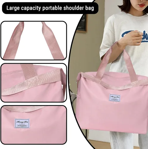 Vista 2 de Bolsas de lona de viaje, bolsa deportiva de gran capacidad, expandibles, bolsas de gimnasio ligeras para hombres y mujeres, Rosado, Classic