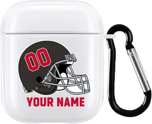 Vista 15 de Funda de casco de fútbol con nombre y número para Apple AirPods de 2ª y 1ª generación, regalo personalizado para fanáticos de los deportes de Arizona