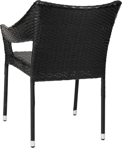 Vista 9 de BizChair Silla de patio de grado comercial, silla de comedor apilable de mimbre de ratán PE para todo tipo de clima, negro