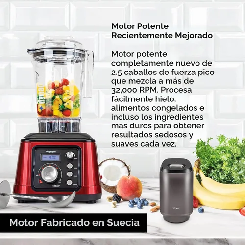 Vista 11 de [Usado] Tribest Dynapro DPS-2250 Licuadora de alta velocidad de 2.5 HP con aspiradora, certificado comercialmente, rojo, tamaño único
