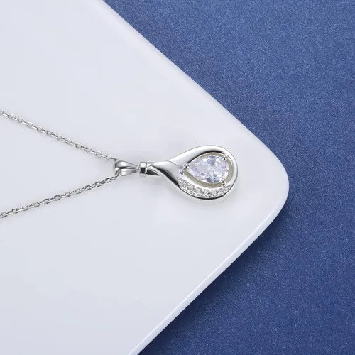 Vista 3 de Collar de urna de lágrima para cenizas, plata de ley 925, colgante de cremación azul conmemorativo, collar funerario, regalo de joyería