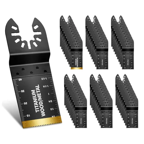 Vista 10 de 20 Cuchillas para Herramienta Oscilante, Cuchillas de Sierra Oscilante de Titanio Universales Profesionales, Juego de Cuchillas Multiherramienta