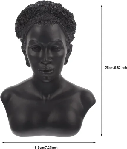 Vista 4 de Zerodeko Negro Africano Joyería Busto Maniquí Resina Joyería Collar Pendiente Colgante Soporte de Exhibición Organizador Decoración del Hogar