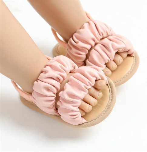 Vista 2 de Timatego Sandalias de verano para bebés y niñas con suela suave de flores, zapatos de vestir para cuna, recién nacidos, para recién nacidos
