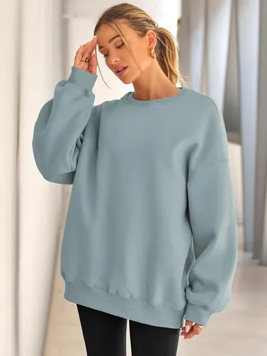 Vista 3 de EFAN Sudaderas de gran tamaño para mujer, sudaderas con capucha de forro polar con cuello redondo, suéteres casuales y cómodos de moda de otoño 2024