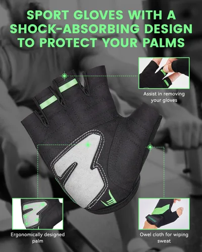 Vista 5 de Guantes de entrenamiento transpirables para levantamiento de pesas, gimnasio y ciclismo. Guantes de entrenamiento ligeros sin dedos con agarre