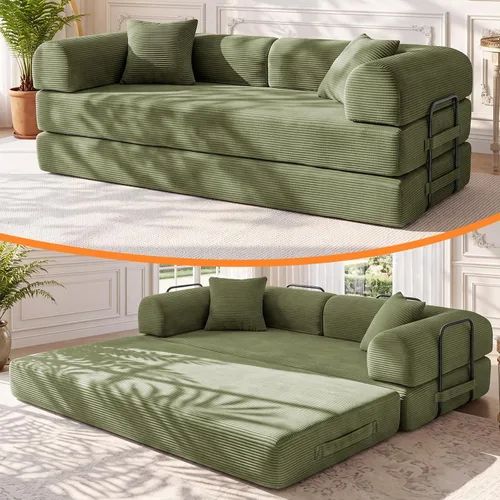 Vista 15 de Sofá cama de espuma viscoelástica de 79 pulgadas, futón convertible con reposacabezas alto, sofá sin hueso Negro