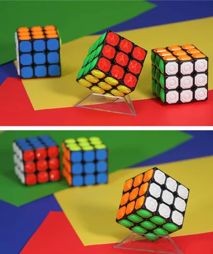 Vista 3 de AMAZA Cubo de velocidad 3x3 negro 3x3x3 rompecabezas de cubo mágico de velocidad Fidget Juguetes Táctil Cubo especial Puzzle Touch Twist Patch