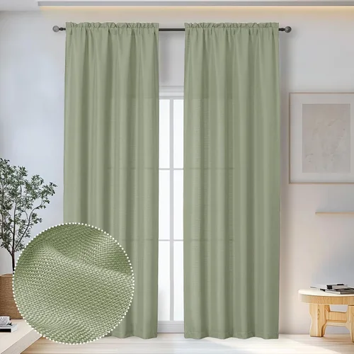 Vista 12 de OWENIE Bob Juego de 2 Paneles de Cortinas Negras de Cocina para Ventanas de 36 Pulgadas de Largo, Cortinas Cortas de Café con Textura de Lino