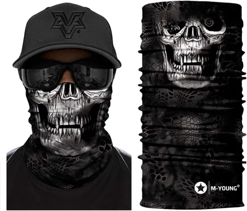 Vista 3 de Máscara de calavera, pañuelo para el cuello, gorro, bufanda mágica, diadema para protección de polvo, sol y viento