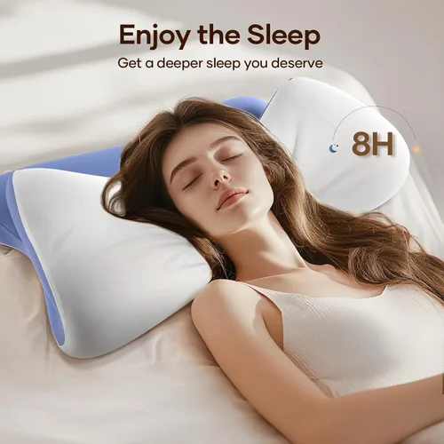 Vista 7 de isuke Almohada cervical cervical para dormir, almohada de espuma viscoelástica de contorno, almohada ergonómica de enfriamiento para dormir de lado