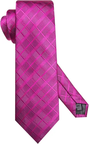 Vista 342 de Hi-Tie Corbata clásica de cachemira para hombre con pañuelo y gemelos a cuadros