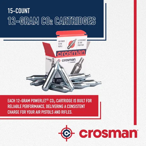 Vista 3 de Crosman Cartuchos de CO2 de 15 unidades para rifles de aire y pistolas de aire