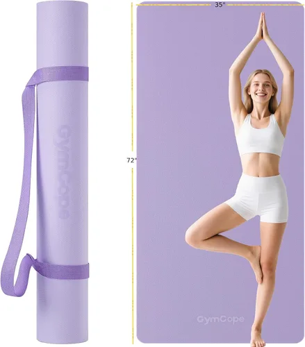 Vista 18 de Tapete de yoga extra grande – 72 x 48 pulgadas o 78 x 57 pulgadas, 1/4 a 1/2 pulgadas de grosor para mujeres y hombres, tapete de pilates
