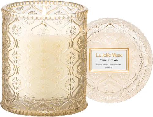 Vista 14 de LA JOLIE MUSE - Velas perfumadas de lino y algodón para el hogar, cera de soja, 40 horas Luxury Jar Candle, Clean Non Toxic, Gift for Women & Men