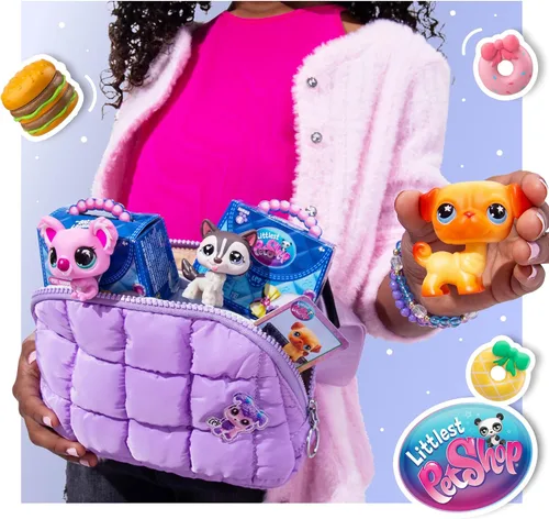 Vista 6 de Littlest Pet Shop - Pet Surprise - Paquete de tres - Serie 4 - Figura de juguete auténtica LPS Bobble Head de 7, animal de juguete coleccionable, a