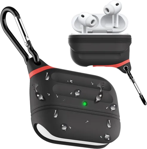 Vista 21 de Funda para AirPods Pro, funda de silicona impermeable para AirPods Pro 2, protección impermeable, portátil, para USB-C/inalámbrico, antipérdida, una