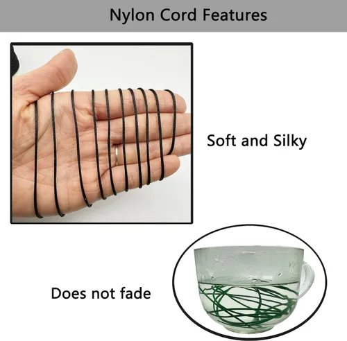 Vista 3 de Cordón de nailon negro de satén de 0.039 in x 109 yardas, cordón de seda satinada para pulseras, collares, fabricación de joyas, nudos chinos