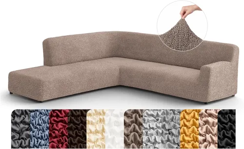 Vista 17 de PAULATO BY GA.I.CO. Funda de sofá modular, funda para sofá chaise longue en forma de L, fundas lavables para sofá esquinero, funda elástica de Gris