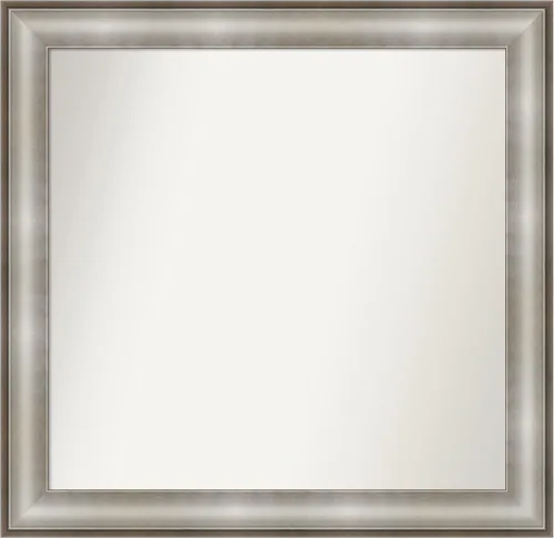 Vista 515 de Amanti Art Espejo de baño plateado para sobre el fregadero, 28 x 37 pulgadas, elegante espejo rectangular de peltre cepillado, marco de madera