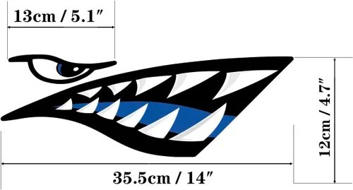 Vista 2 de Kayak Stickers Decals Waterproof,2 Pairs Shark Teeth Sticker,Flying Tiger Decal,Warhawk Sticker,Shark Decal for Kayak Canoe Fishing Boat Car Truck
