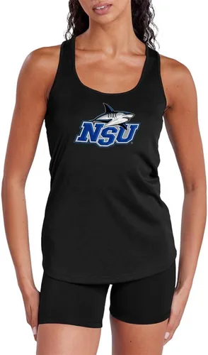 Vista 375 de Camiseta deportiva sin mangas oficial de NCAA Collegiate para mujer, con espalda cruzada, colección con logotipo primario
