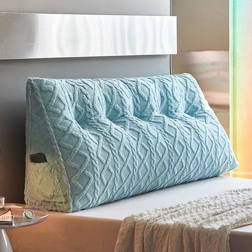 Vista 10 de Almohada triangular para cabecero grande para cama de lectura, respaldo de cuña para cabecero, cojín de apoyo para sofá cama con funda extraíble