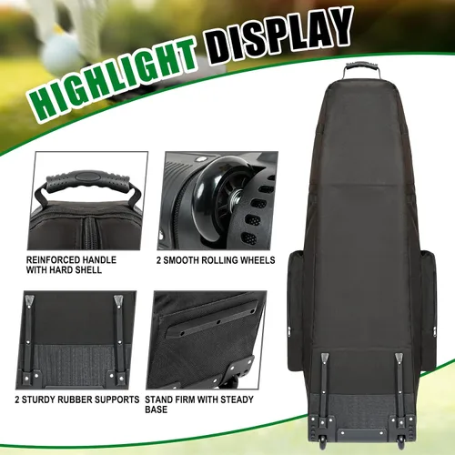 Vista 4 de DAREKUKU Bolsa de viaje de golf con varilla de soporte ajustable, funda de viaje portátil para club de golf con ruedas para aerolíneas, resistente