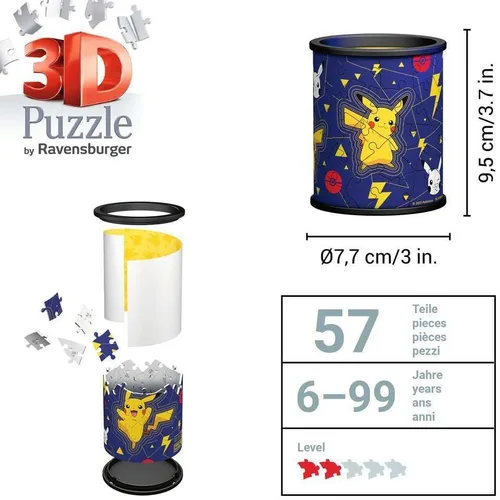 Vista 5 de Ravensburger Pokemon Gifts - Rompecabezas 3D para niños a partir de 6 años - 54 piezas - Pote de lápices - No requiere pegamento