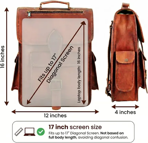 Vista 5 de Mochila para portátil de cuero genuino de grano superior para hombres y mujeres, mochila vintage hecha a mano, mochila de viaje, regalo para hombres