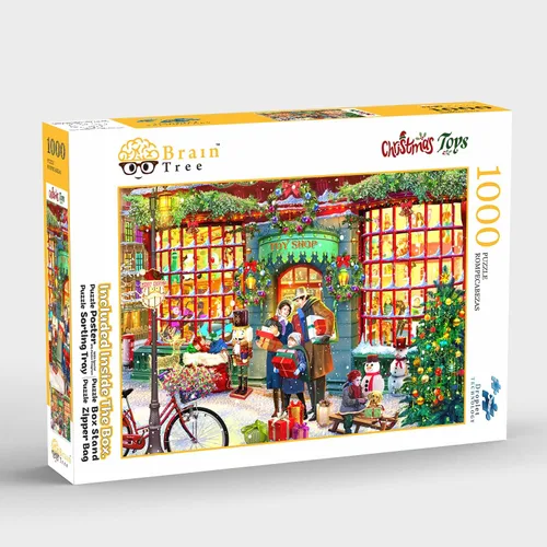 Vista 2 de Brain Tree - Rompecabezas de 1000 piezas de juguetes de Navidad para adultos rompecabezas con 4 bandejas de clasificación de rompecabezas cada pieza