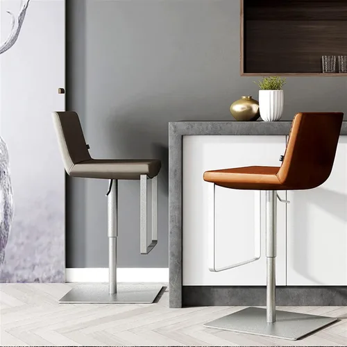 Vista 6 de Taburetes de bar altos, silla de bar moderna de metal, silla giratoria para el hogar, cocina, restaurante, cafetería, decoración de elevación