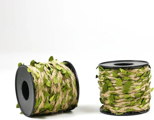 Vista 2 de 2 rollos de cinta de hojas de 66 pies, hojas verdes, decoración de vides artificiales 2 rollos de cinta de hojas de 66 pies, utilizada para fiesta