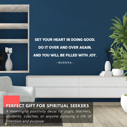 Vista 3 de My Vinyl Story - Set Your Heart - Calcomanía inspiradora de Buda motivacional para pared, con cita artística, frase de afirmación positiva, Zen