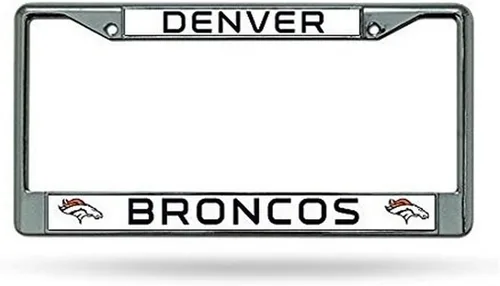 Vista 24 de Rico Industries NFL Football Premium 12" x 6" Chrome Frame with Plastic Inserts - Car/Truck/SUV Automobile Accessory