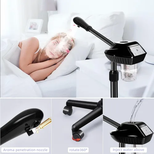 Vista 4 de Vaporizador facial enrollable con potente salida de vapor, vapor facial de altura ajustable, máquina de spa hidratante profesional para la piel