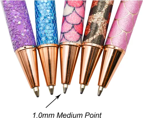 Vista 3 de 6 bolígrafos brillantes de metal con estampado de leopardo, tinta negra para mujeres y niñas, bodas, fiestas, oficina