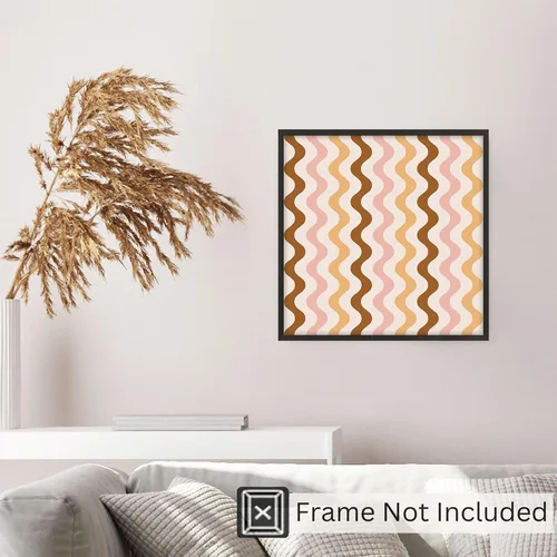 Vista 5 de Ethan Taylor Abstract Wall Art Prints Unframed Square Posters 'Retro 70s Hippie Chevron Pattern IV' Retro Home Décor for Living Room, Bedroom