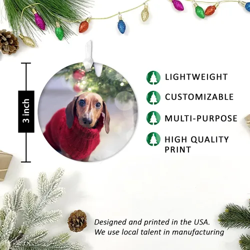Vista 3 de Adorno de Navidad con foto personalizada 2025 – Recuerdo de Navidad personalizado con imagen y texto, regalo único para recién casados, nuevos