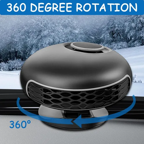 Vista 3 de Calentador y descongelador portátil para automóvil de 12 V y 150 W, ventilador de calentamiento y enfriamiento rápido 2 en 1, rotación de 360°