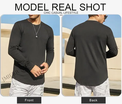 Vista 2 de JMIERR Paquete de 3 camisetas de algodón Hipster Hip Hop de cuello redondo para hombre