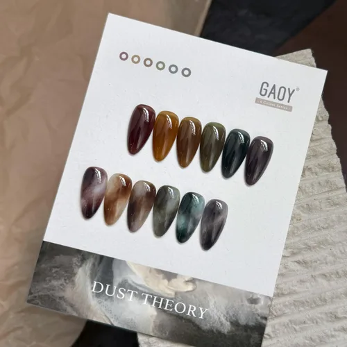 Vista 2 de GAOY Esmalte de uñas en gel oscuro de 6 colores gelatina lechosa marrón verde negro, kit de esmalte en gel para manicura de salón y nail art