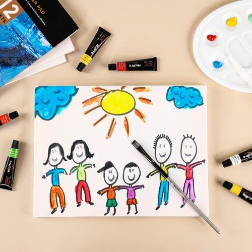 Vista 7 de Nicpro Juego de 60 piezas de pintura artística para niños, kit completo de suministros de pintura acrílica para niños y niñas con 24 pinturas