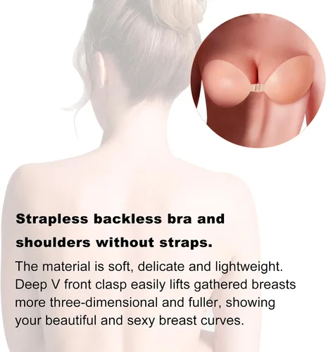 Vista 3 de KAUND Sujetadores sin tirantes para mujer de silicona push up adhesivo sin espalda adhesivo sujetador invisible pezón cubre