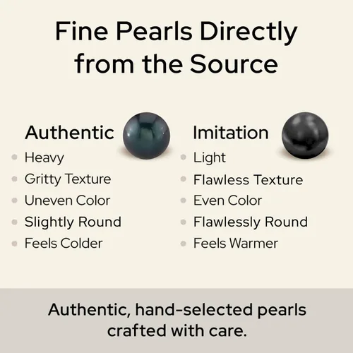 Vista 6 de The Pearl Source Tahitian Pearl Stud Earrings for Women, Genuine Cultured Black Pearls in 14K White and Yellow Gold, Hypoallergenic Jewelry