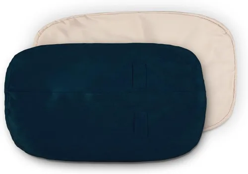 Vista 26 de Lumaland Funda exterior de microgamuza de lujo para puffs, lavable a máquina, funda para puf de 3 pies con incrustaciones en funda negra e