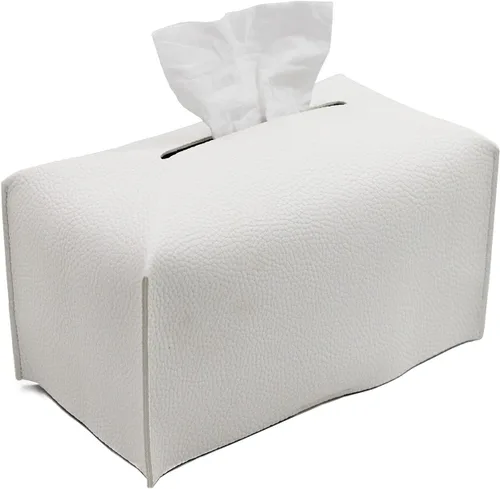 Vista 20 de Livelab Funda para caja de pañuelos, moderna y decorativa, de piel sintética, rectangular, organizador para encimera de tocador, mesitas de noche